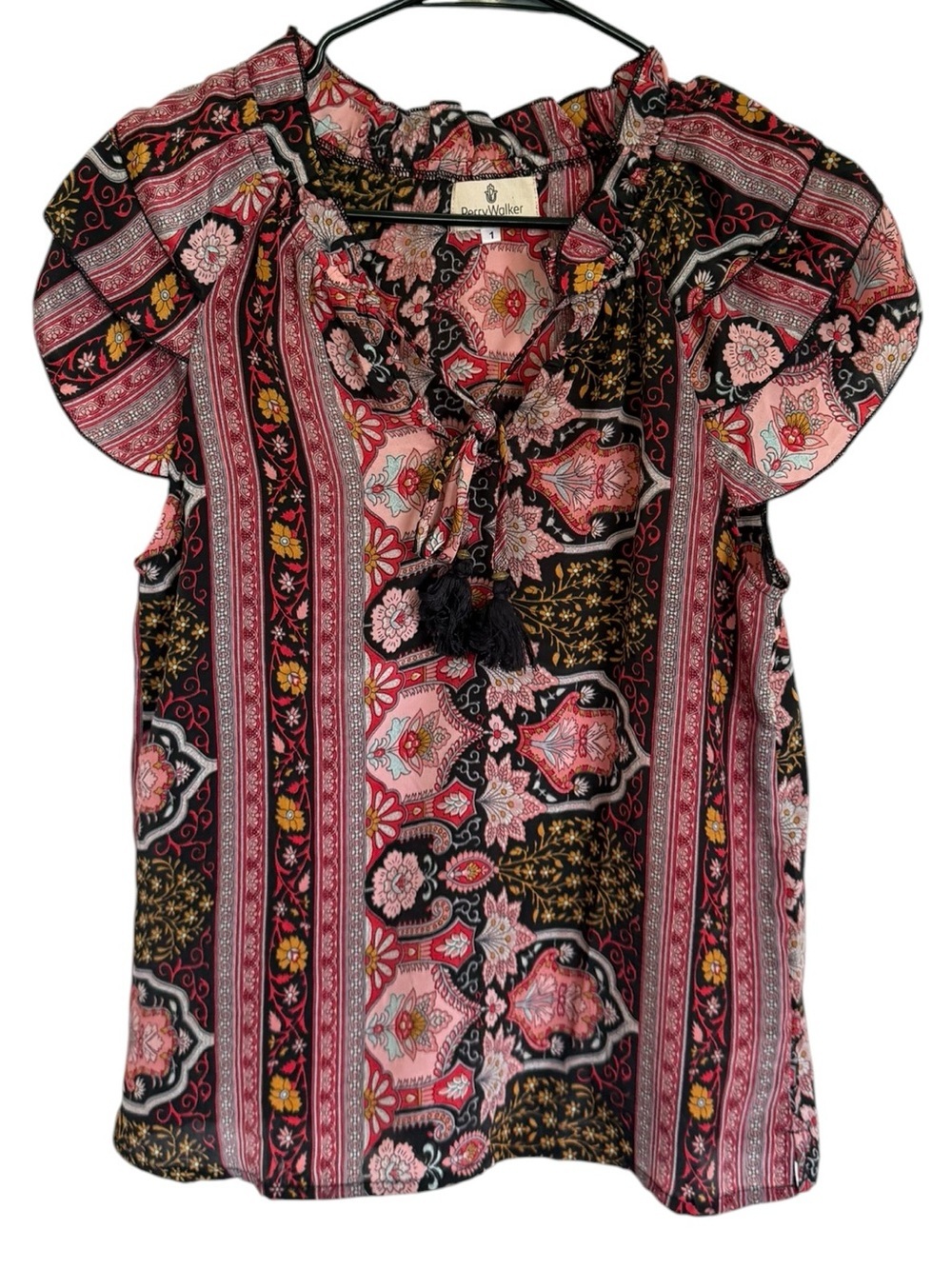 Perry Walker Collective Bohemian silk Blend Blouse